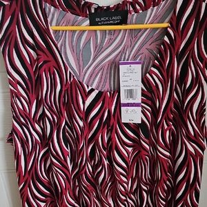 Black Label Red and White Patterned Blouse